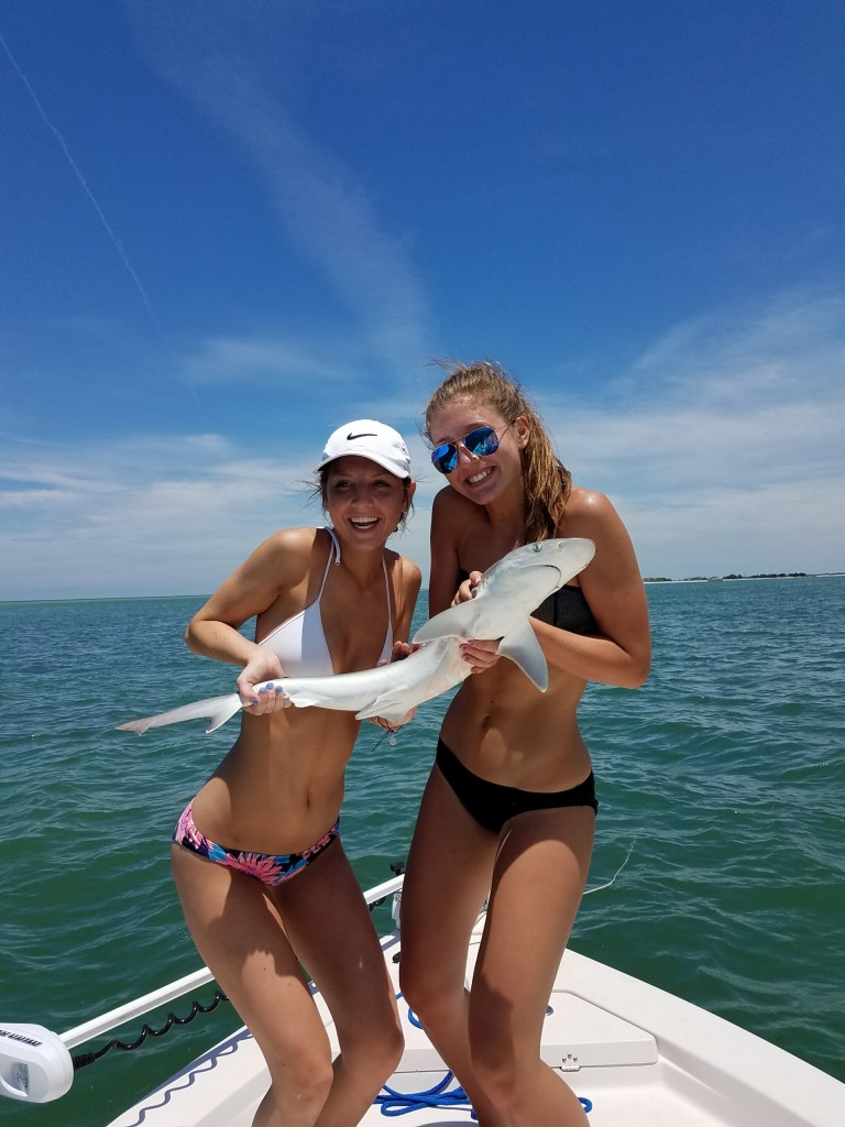 Girls caught shark while fishing in Tarpon Spring fl near Tampa Bay
