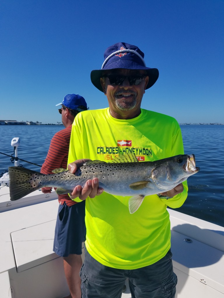 Bob's big trout caught near home port marina palm harbor on a fishing charter