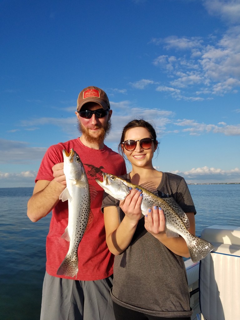 Double trout caught while on a fishing charter in Tarpon Springs