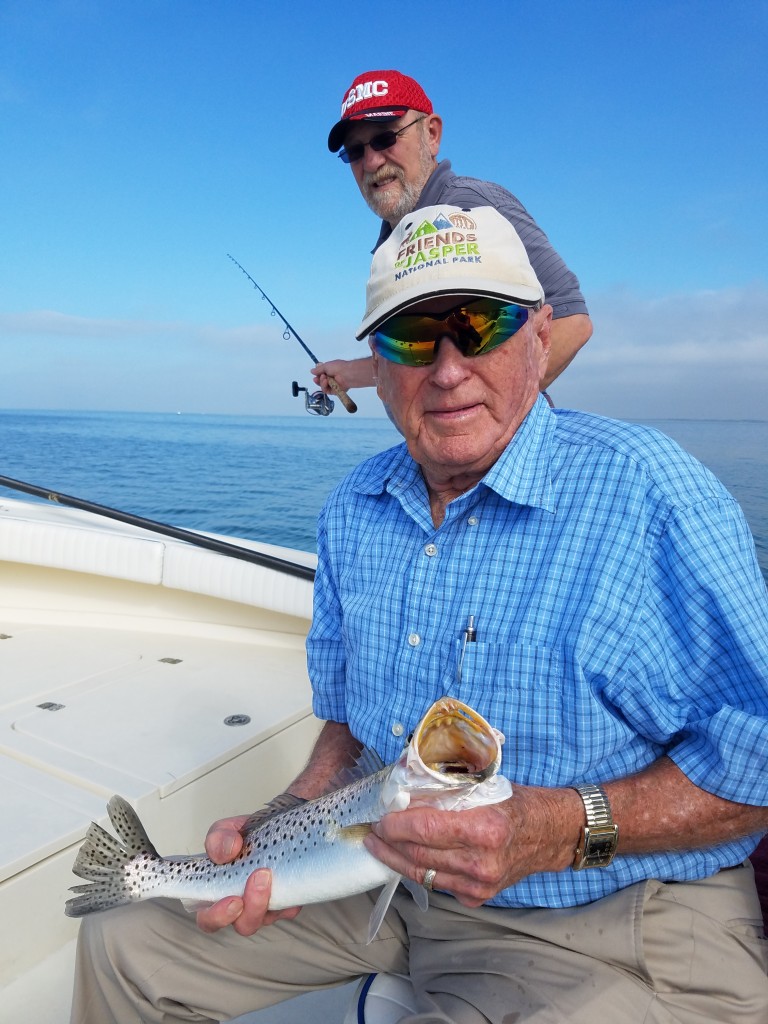 Joe caught this trout while fishing with capt.Jared Palm harbor fishing charters